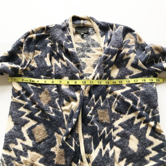 LUCKY BRAND Aztec Southwest Open Front Waterfall Cardigan Sweater Womens Small - Picture 7 of 9